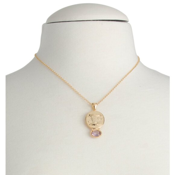 TAGLIAMONTE Made In Italy 18kt Gold Plated Amethyst Anfora Necklace - Picture 2 of 2